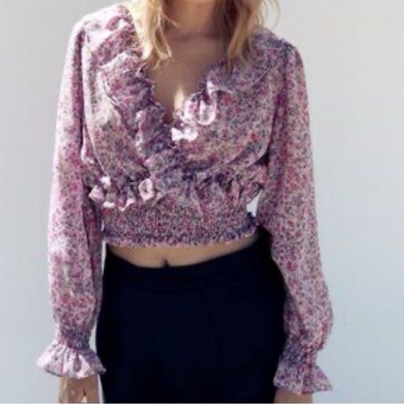 Zara Floral Ruffle Blouse - Picture 3 of 5